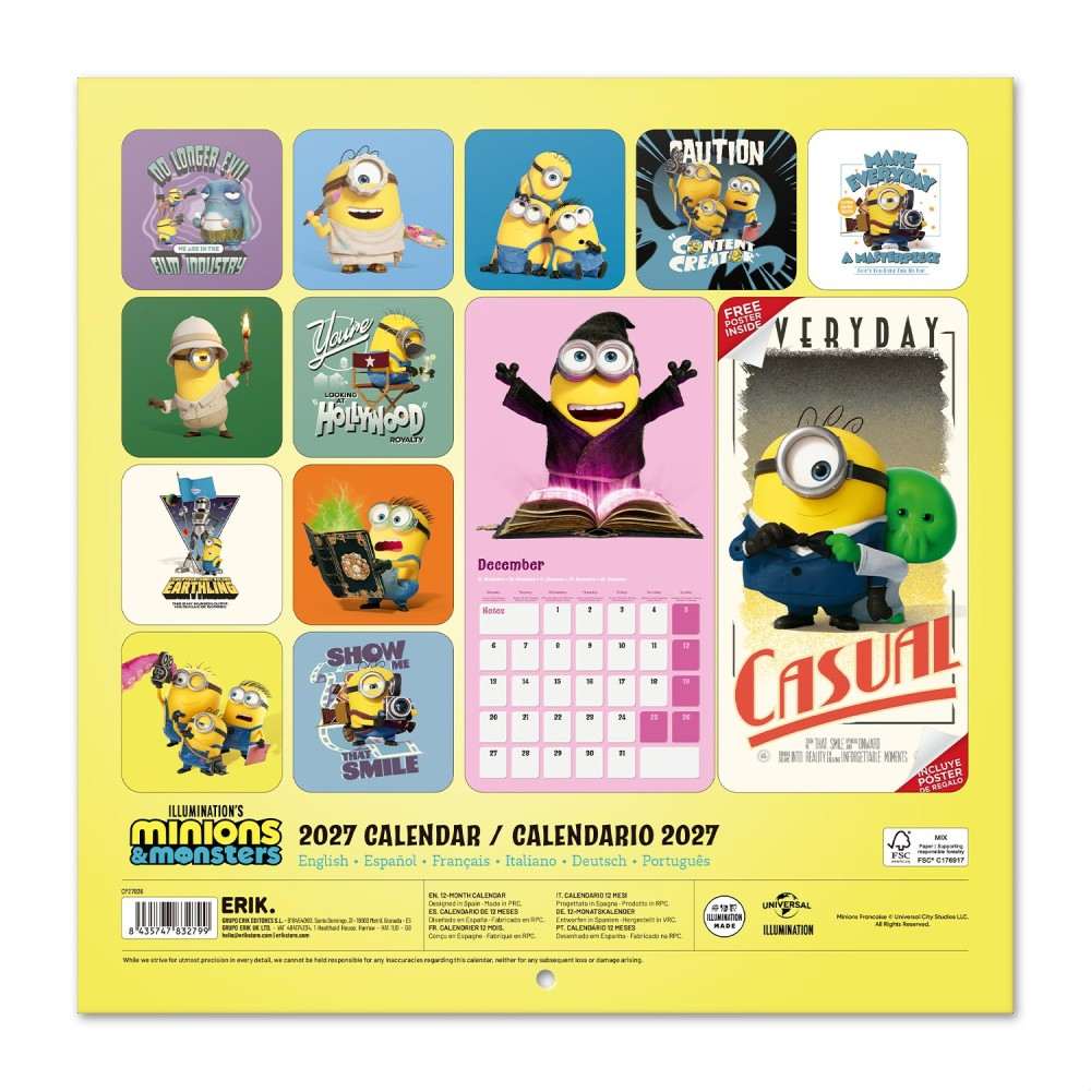 Grupo Erik Minions - 3 2027 30X30 Kalender - Mehrfarben